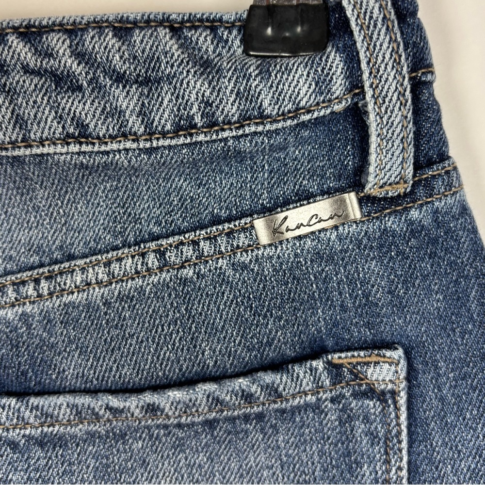 Kancan Denim Shorts Size 25 Exposed Button Fly Distressed Medium Wash - Picture 4 of 6